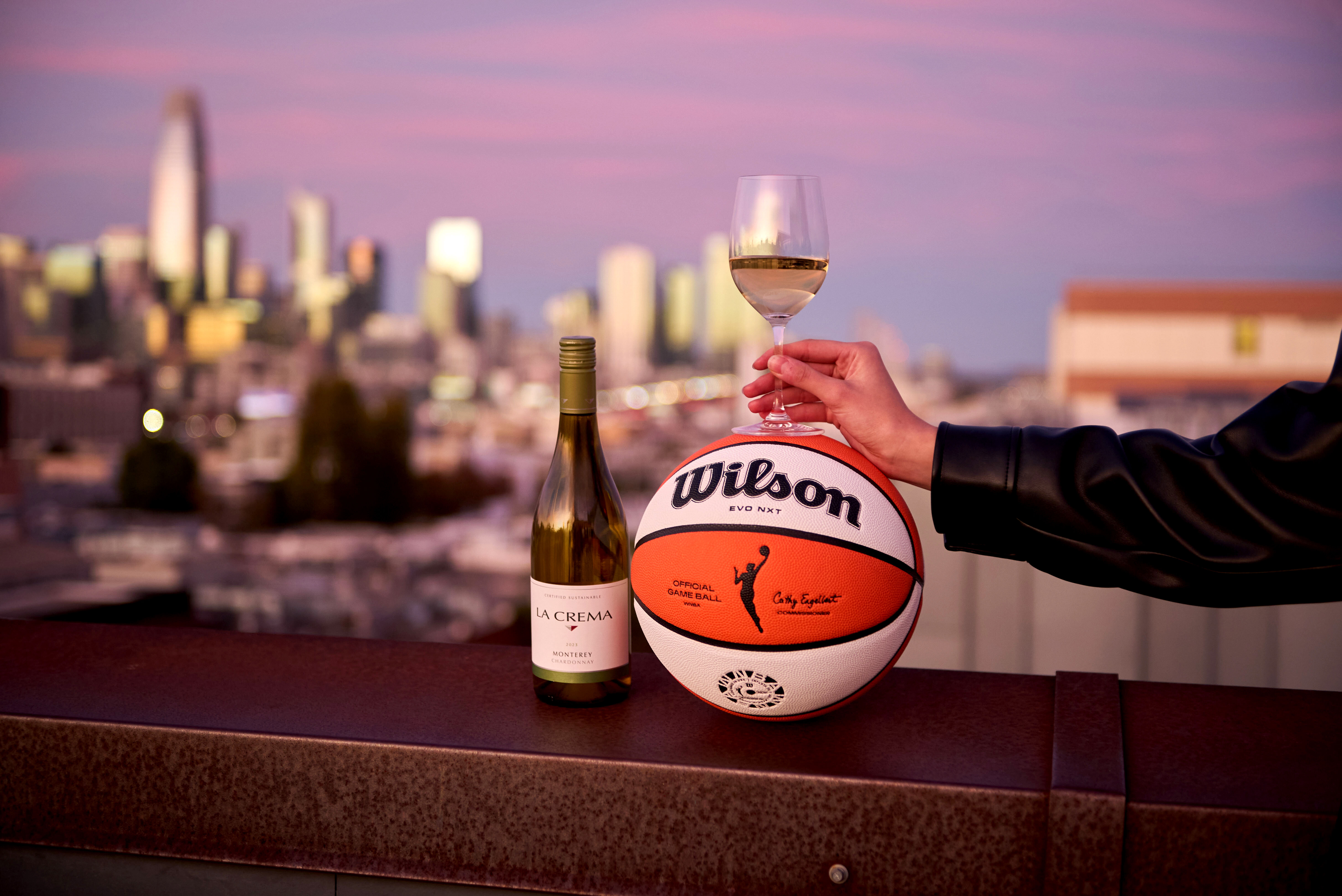 La Crema wine with Wilson basketball